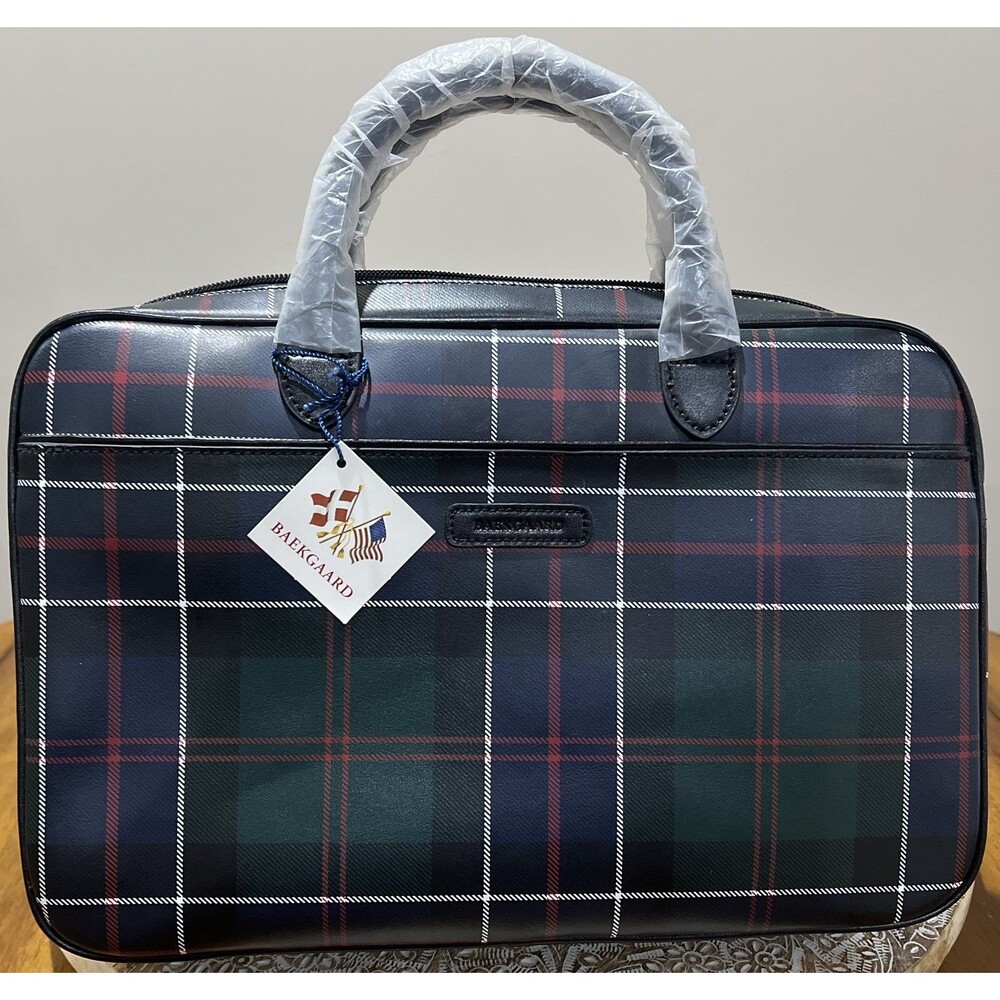 BAEKGAARD Tartan Plaid Purse Handbag Satchel Red Blue Green and Black NWT